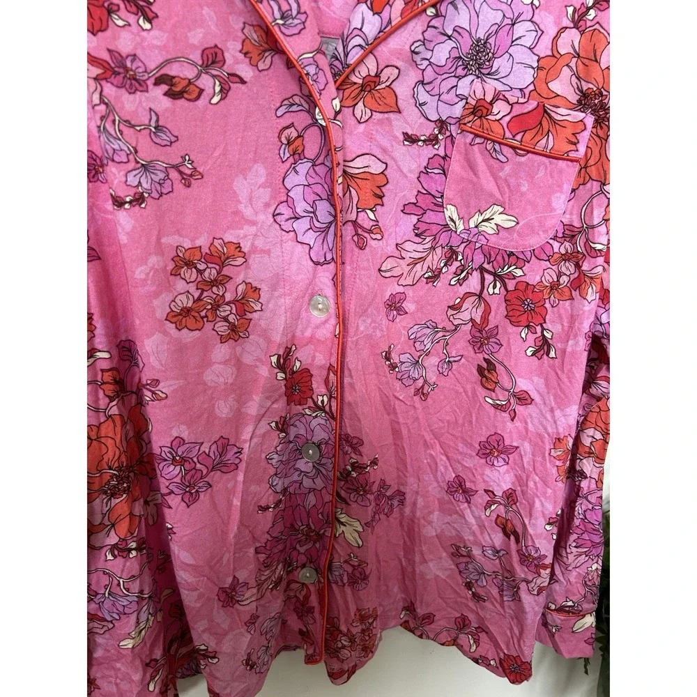 Johnny Was Carly PJ Pajama Set XXL Pink Floral Boho Cottagecore Sleepwear 2pc